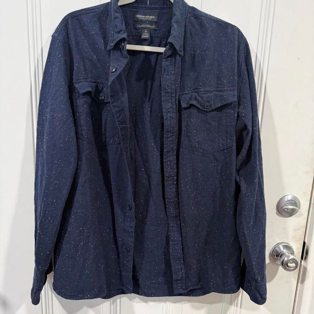 Banana-republic Men's Navy and Blue Shirt